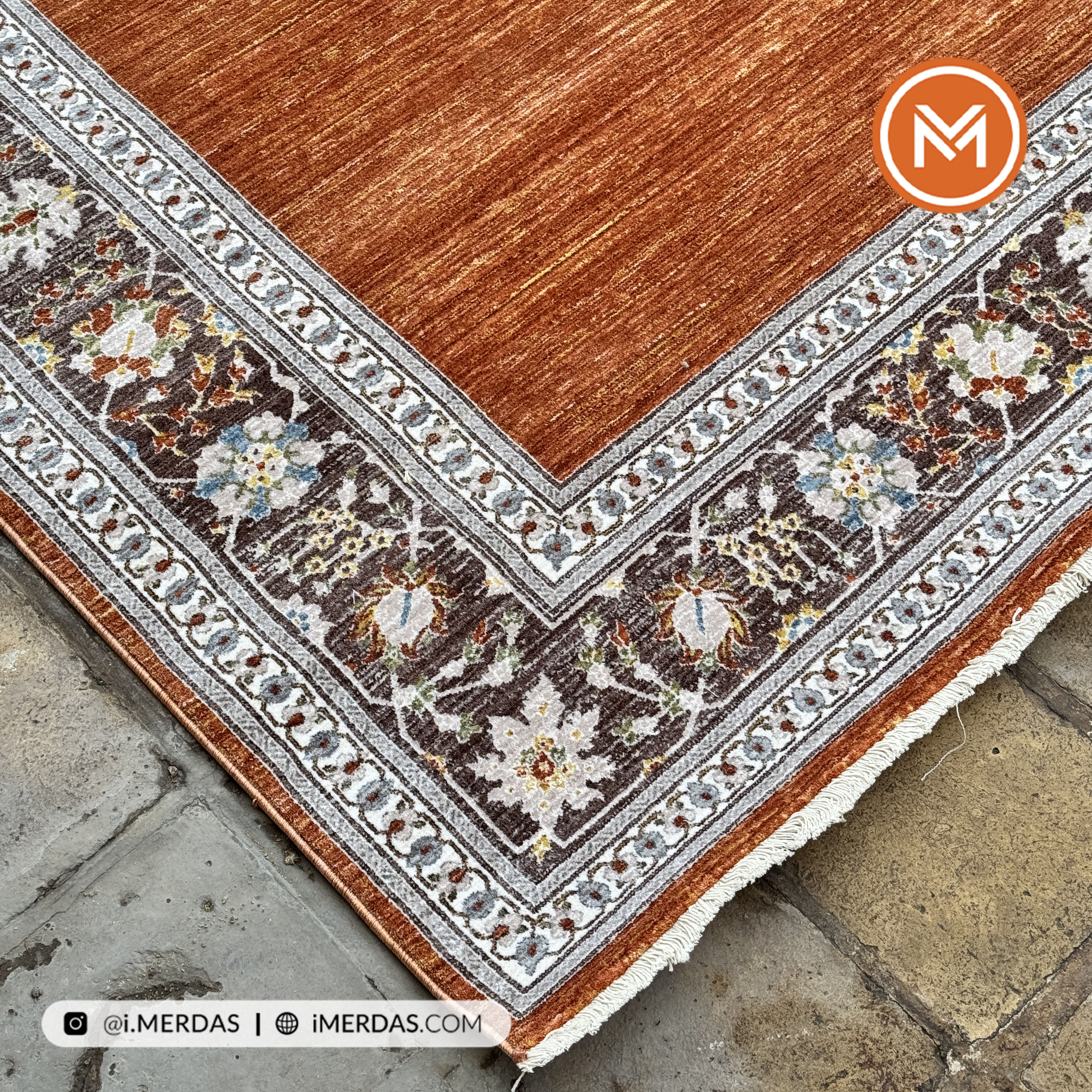 فرش وینتیج کد 76016 زمینه مسی